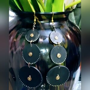 New Black long wooden dangle hook Earrings